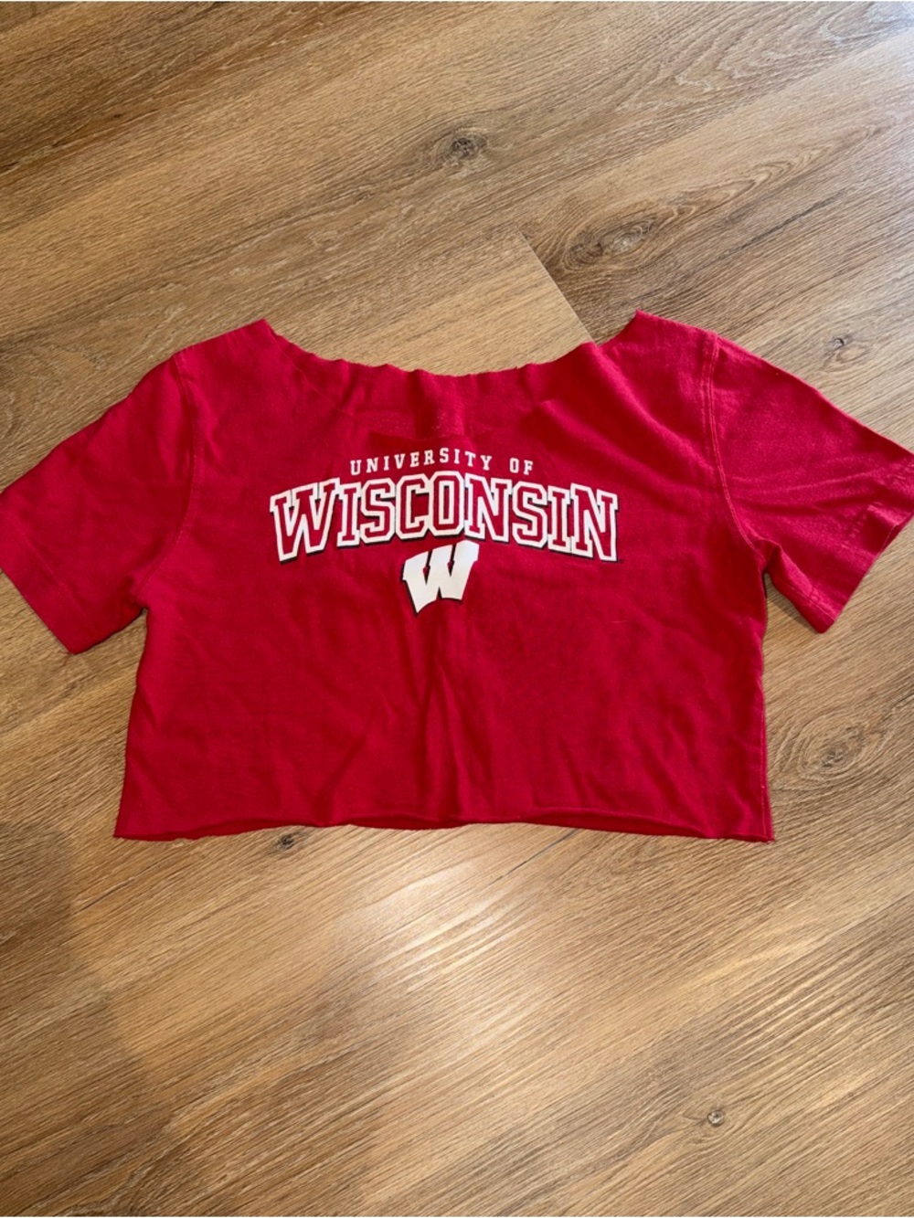 adidas Red Wisconsin Badgers Cropped Tee